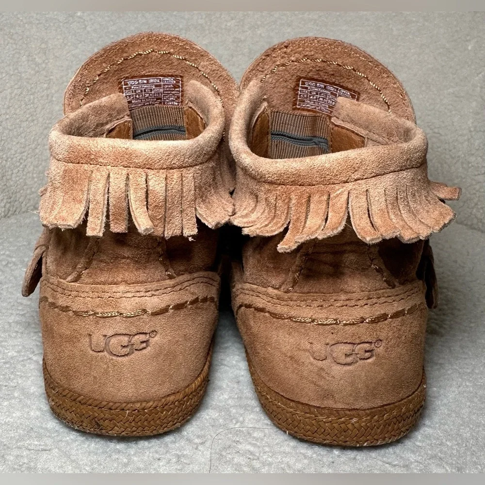 UGG Amely booties boots slip-on moccasins fringe suede boho bohemian cute girly‎